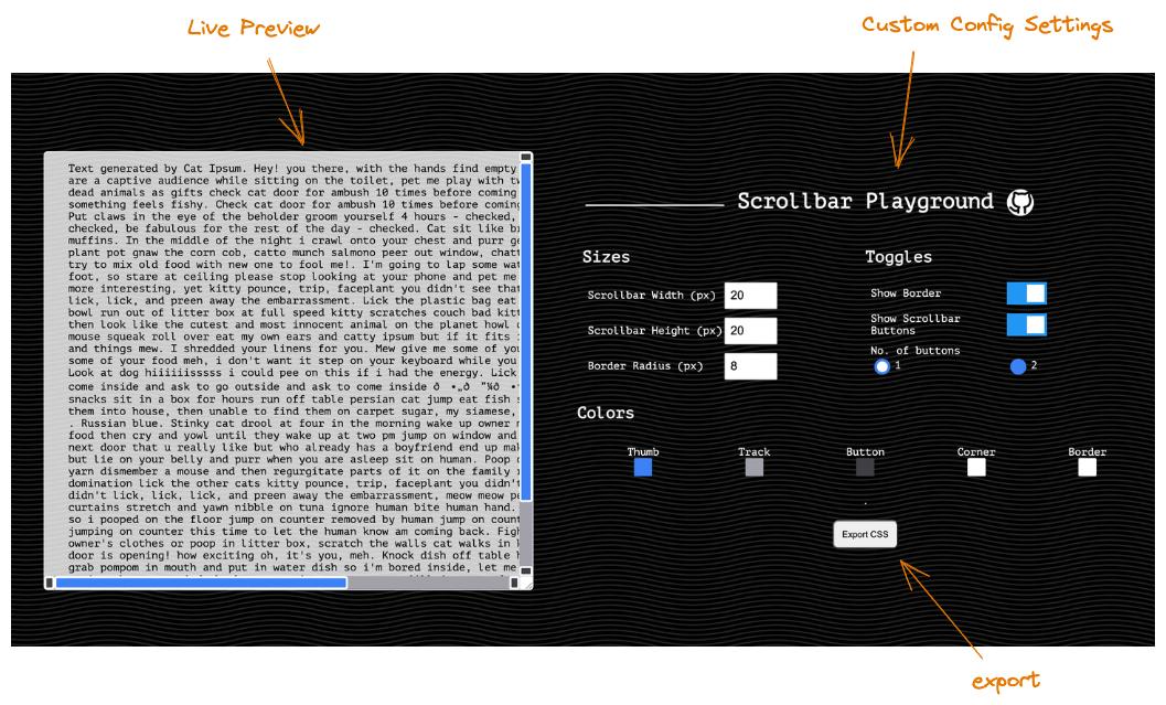 Labelling parts of Scrollbar Playground